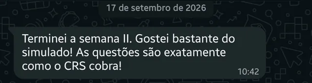 Print de conversa real com aluno: Questões no padrão da banca CRS